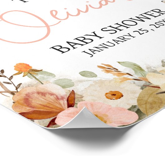 Wildblume Little Butterfly Baby Dusche Empfang Poster (Ecke)