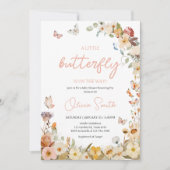 Wildblume Little Butterfly Babydusche Einladung (Vorderseite)