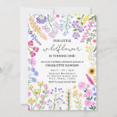 Wildblume macht ein Mädchen zum ersten Geburtstag Einladung (Vorderseite)
