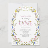 Wildblume macht ein Sommermädchen zum 1. Geburtsta Einladung (Vorderseite)