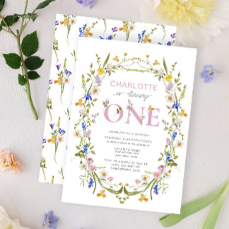 Wildblume macht ein Sommermädchen zum 1. Geburtsta Einladung