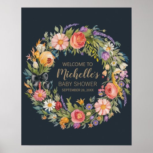 Wildblume Mädchen Dusche Begrüßungszeichen Poster (Vorne)