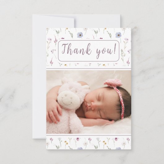 Wildblume Mädchen Dusche Foto Dankeschön Karten (Vorderseite)