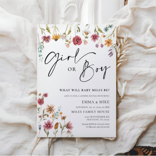 Wildblume Mädchen oder Junge Geschlecht offenbaren Einladung