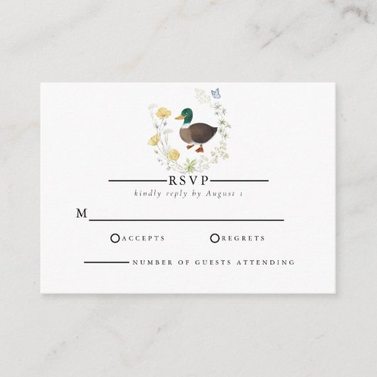 Wildblume Mallard Duck Wedding Begleitkarte (Vorderseite)