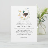 Wildblume Mallard Duck Wedding Einladung (Stehend Vorderseite)