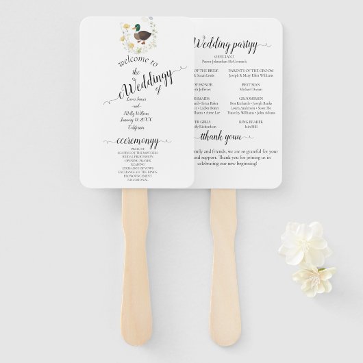 Wildblume Mallard Duck Wedding Fächer (Vorne und Hinten)