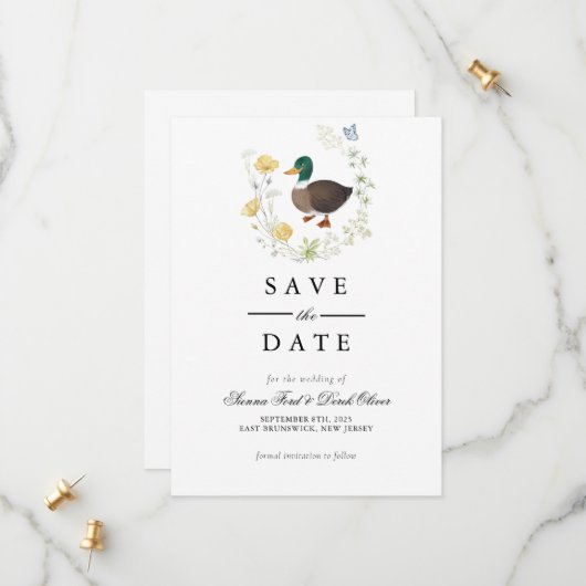 Wildblume Mallard Duck Wedding Save The Date (Vorderseite/Rückseite Beispiel)