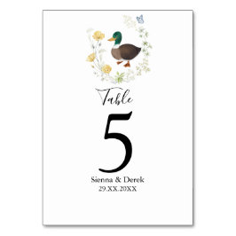 Wildblume Mallard Duck Wedding Tischnummer