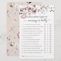 Wildblume Mama oder Vater sagte, es Baby Dusche Sp