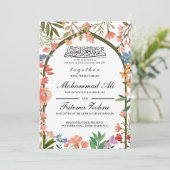 Wildblume Masjid Muslim Wedding Nikah Walima Einladung (Stehend Vorderseite)