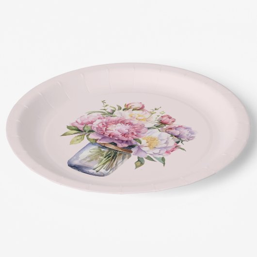 Wildblume Mason Jar Brautparty Paper Teller (Schrägansicht)