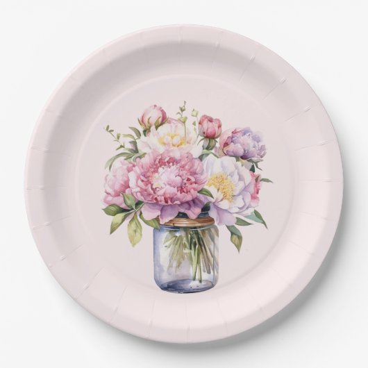 Wildblume Mason Jar Brautparty Paper Teller (Vorderseite)