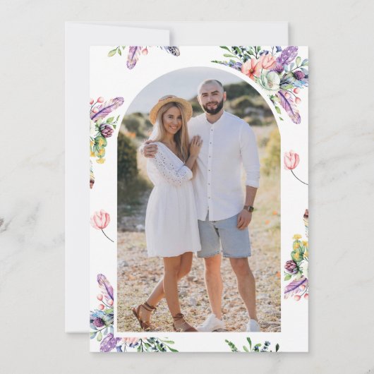 Wildblume Mason Jar Foto Brautparty Einladung (Rückseite)