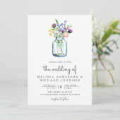 Wildblume Mason Jar Foto Collage QR Code Hochzeit Einladung (Stehend Vorderseite)