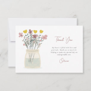 Wildblume Mason Jar Handschrift Dankeskarte