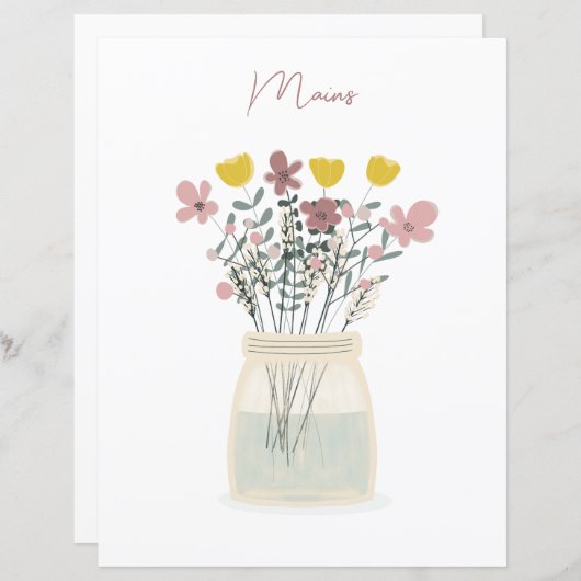 Wildblume Mason Jar Mains Rezept Dividende (Vorne/Hinten)