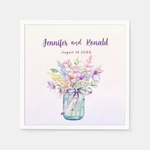 Wildblume Mason Jar Wedding Personalisiert Serviette