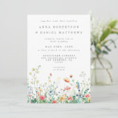 Wildblume Meadow All in One Wedding Einladung (Stehend Vorderseite)