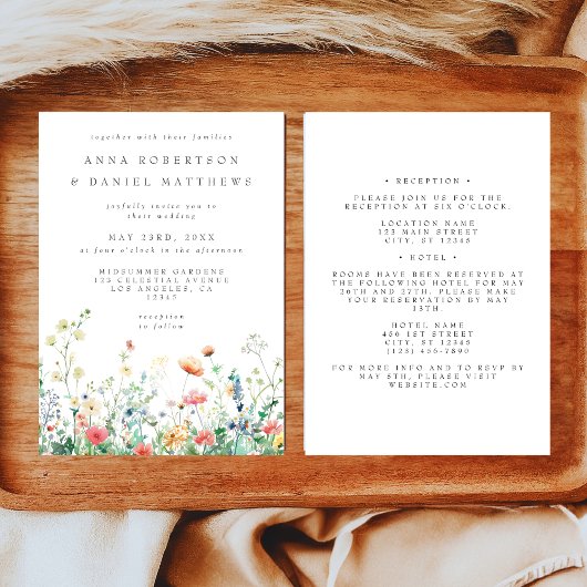 Wildblume Meadow All in One Wedding Einladung