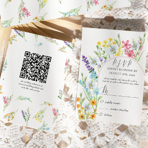 Wildblume Meadow Arch Wedding QR Code RSVP Karte