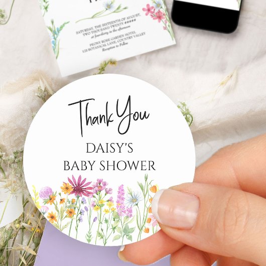Wildblume Meadow Baby Dusche Danke Runder Aufkleber