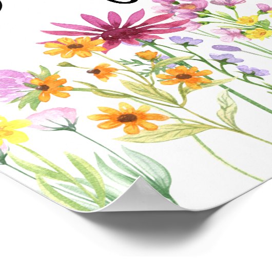 Wildblume Meadow Baby Dusche Willkommen Poster (Ecke)