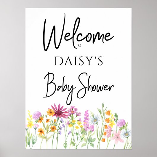 Wildblume Meadow Baby Dusche Willkommen Poster (Vorne)
