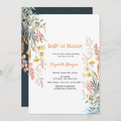 Wildblume Meadow Baby in blutgetränkter Babydusche Einladung (Vorne/Hinten)