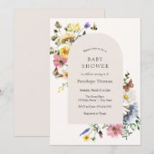 Wildblume Meadow Baby Shower Arch Einladung (Vorne/Hinten)