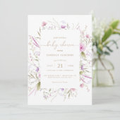 Wildblume Meadow Baby Shower Einladung (Stehend Vorderseite)