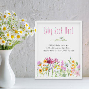 Wildblume Meadow Baby Sock Hunt Baby Showspiel Poster