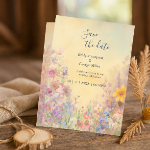 Wildblume Meadow Barn Hochzeit sicher das Datum Einladung