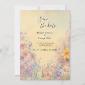 Wildblume Meadow Barn Hochzeit sicher das Datum Einladung (Vorderseite)
