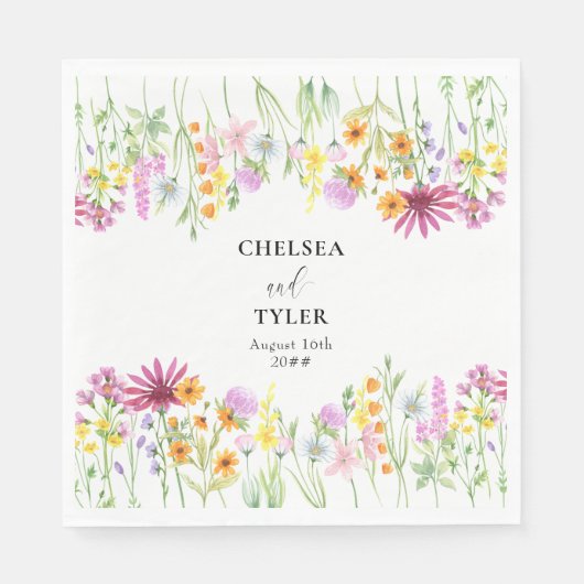 Wildblume Meadow Blume Border Wedding Serviette (Vorderseite)