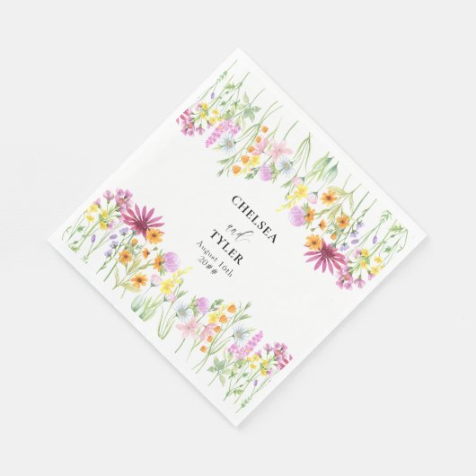 Wildblume Meadow Blume Border Wedding Serviette (Ecke)