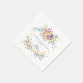 Wildblume Meadow | Blumenhochzeit-Wappen Serviette (Ecke)