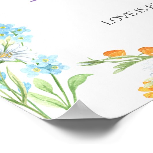 Wildblume Meadow Brautparty Bar Poster (Ecke)