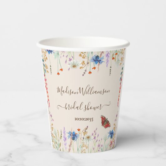 Wildblume Meadow Butterfly Brautparty Pappbecher (Rückseite)