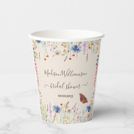 Wildblume Meadow Butterfly Brautparty Pappbecher (Vorderseite)