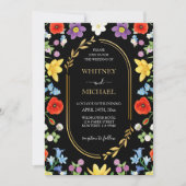 Wildblume Meadow Colorful Spring Monogram Wedding Einladung (Vorderseite)