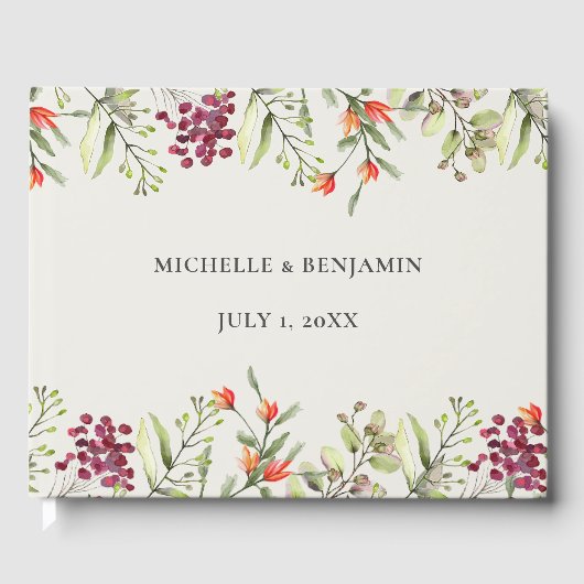Wildblume Meadow Ecru Wedding Gästebuch (Vorderseite)