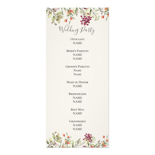 Wildblume Meadow Ecru Wedding Program Werbekarte (Hinten)