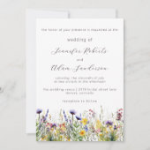 Wildblume Meadow Elegante Script Hochzeit Einladung (Vorderseite)