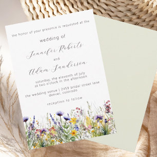 Wildblume Meadow Elegante Script Hochzeit Einladung