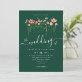 Wildblume Meadow Eleganter Script Green QR-Code Einladung (Stehend Vorderseite)