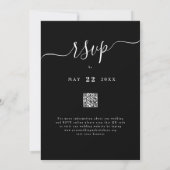 Wildblume Meadow Floral Black & White QR-Code Einladung (Rückseite)
