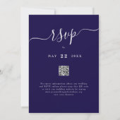 Wildblume Meadow Floral Navy Blue & White QR-Code Einladung (Rückseite)