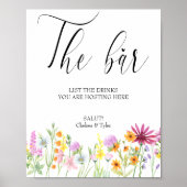Wildblume Meadow Floral Wedding Bar Sign Poster (Vorne)