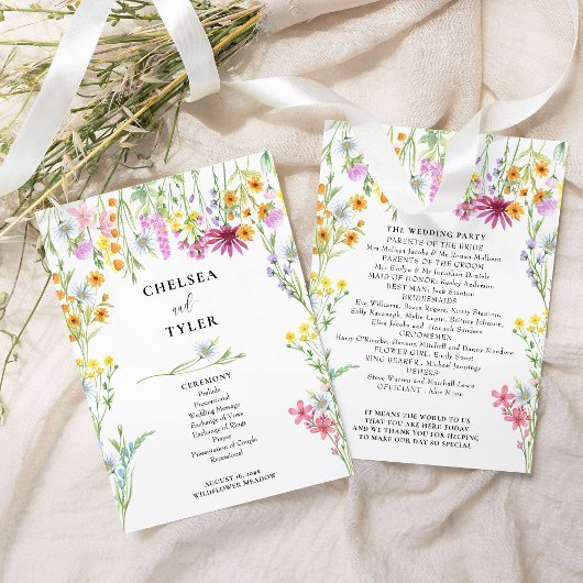 Wildblume Meadow Floral Wedding Program Einladung